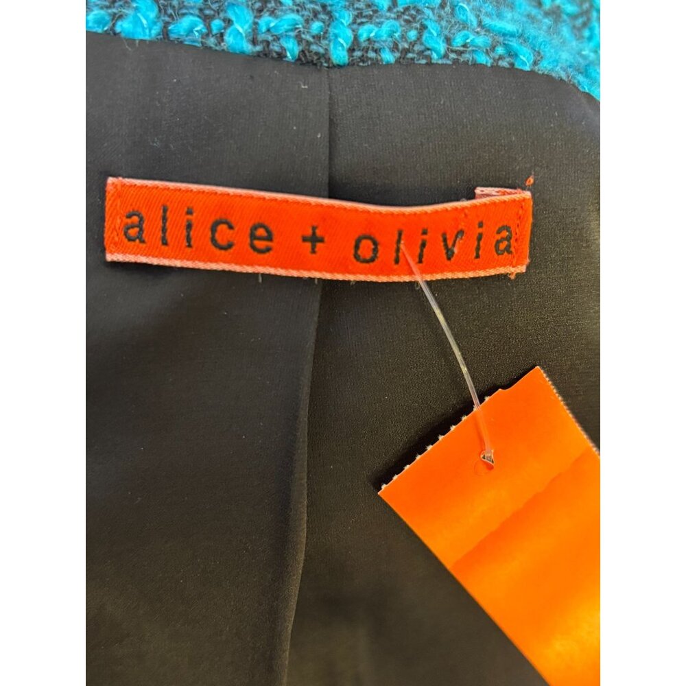 Alice+Olivia Womens Tweed Jacket Turquoise Size S - Picture 6 of 6